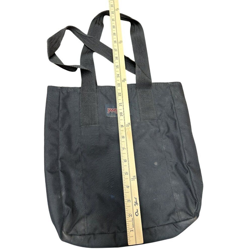 Jansport Black Canvas Tote Bag With Polka Dot Interior - Picture 2 of 4